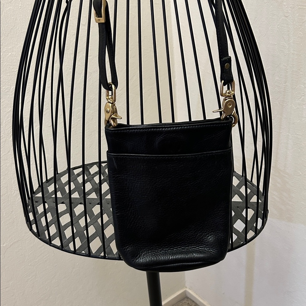 Libaire Black Leather Crossbody Bag